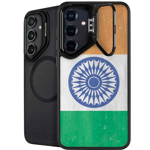 India Flag Distressed Galaxy S24 FE Kickstand Case